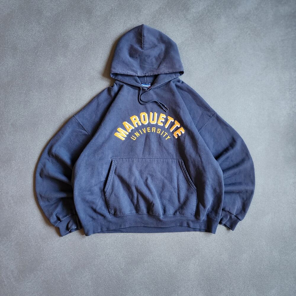 Vintage Y2K Marquette Golden Eagles Navy Champion Pullover Hoodie XXL